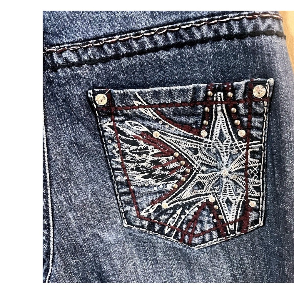 Ethyl Jeans Women's Size 6 W29 x L32 Mid Rise Bootcut Jeweled Rivets Embroidered